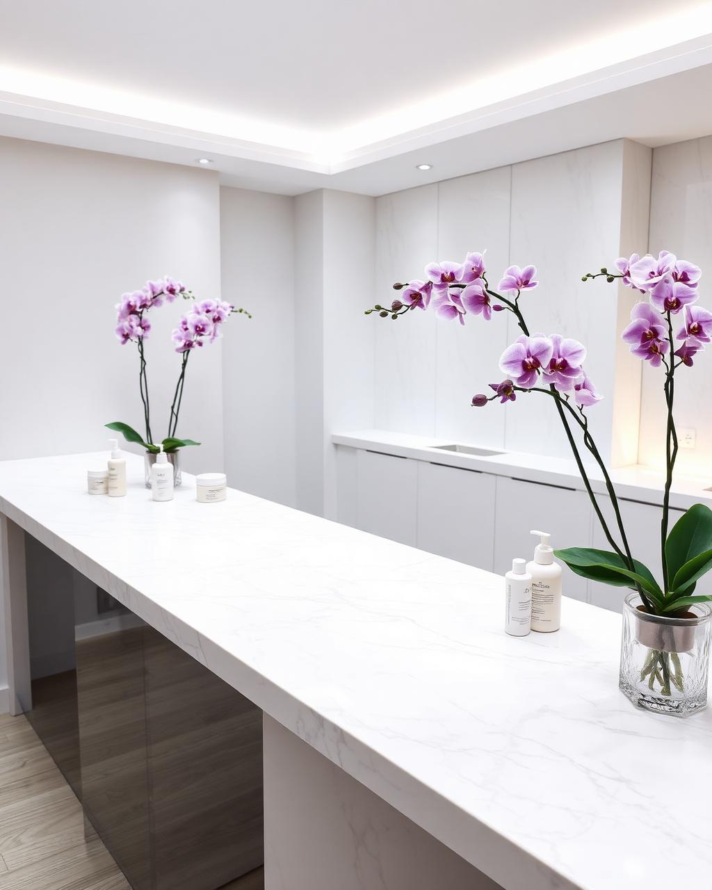 Luxury beauty treatment room with orchids